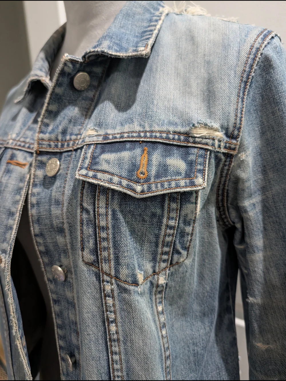 J. Crew Light Wash‎ Distressed Denim Jacket